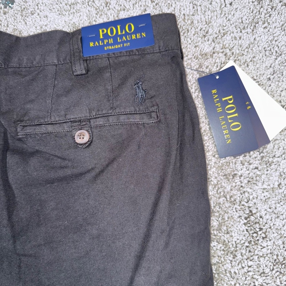 Polo Ralph Lauren Mens Straight Fit Linen Blend Chino Pants Black Size 30x30 NEW